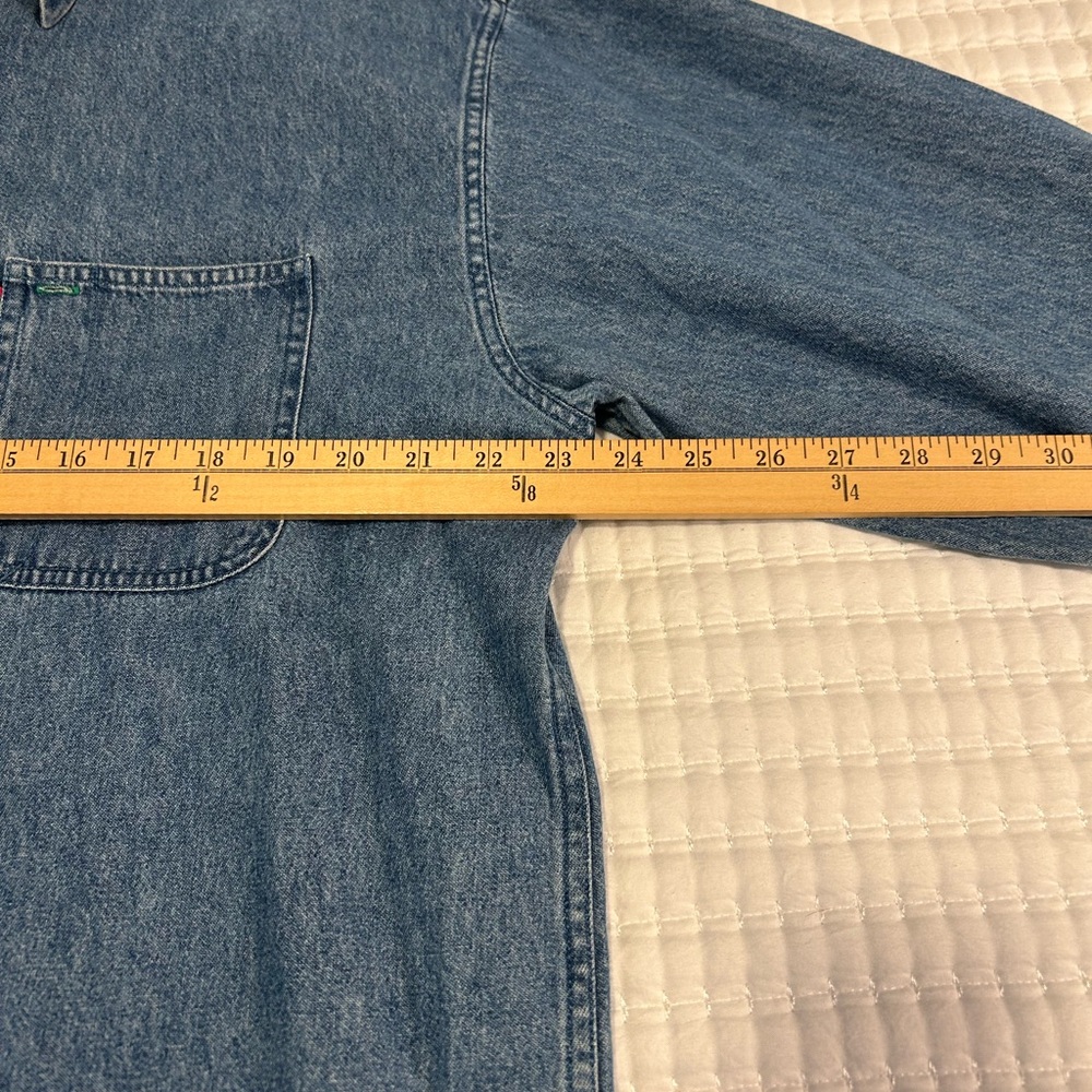 Vintage 90s Tommy Jeans Tommy Hilfiger Classic Blue Denim Shirt men’s size large - Picture 7 of 8